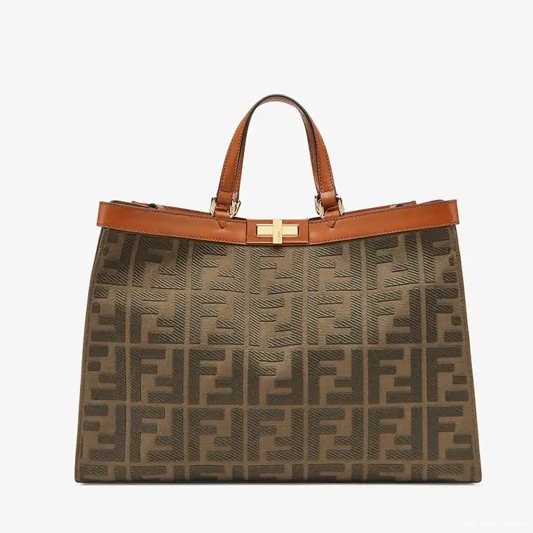 X-Tote Canvas Fendi FF Coffee In Motif Medium Peekaboo 0704